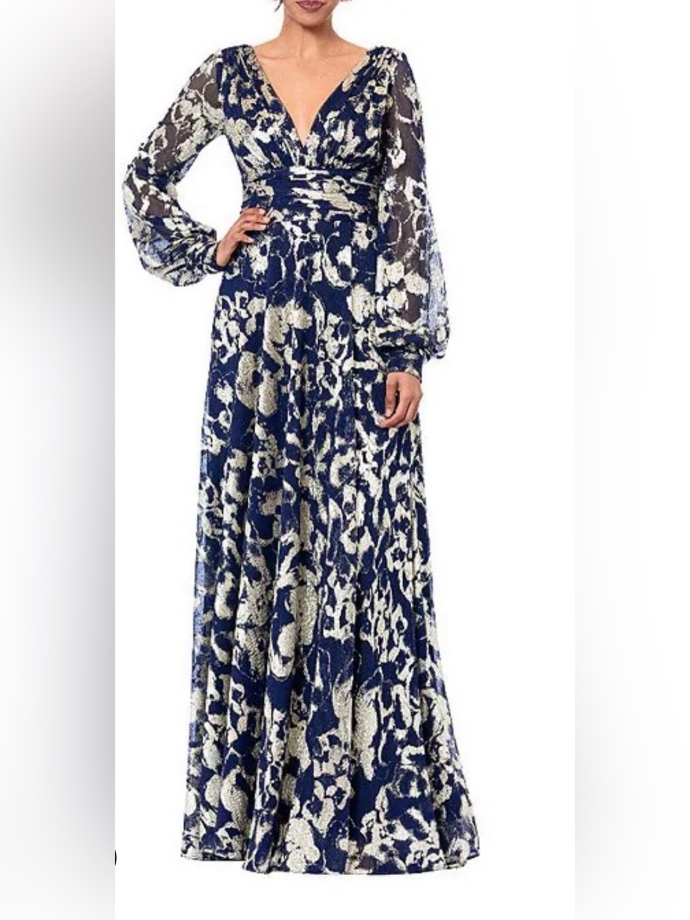 Betsy & Adam Abstract Mesh Foil Gown